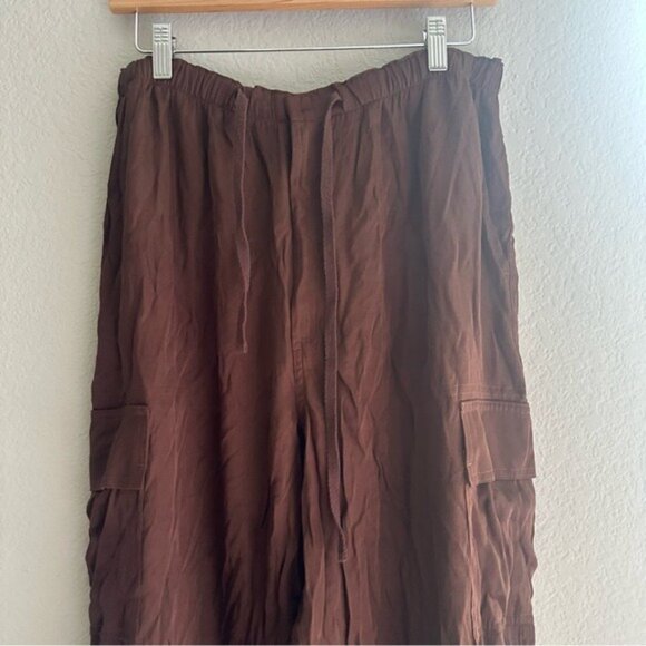 VS PINK Parachute Cargo Pants L Brown Satin Y2K Utilitycore Streetwear Baddie - Picture 5 of 12